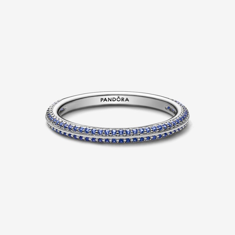 Pandora ME Blue Pavé Band Silber | DKBAXGR-41