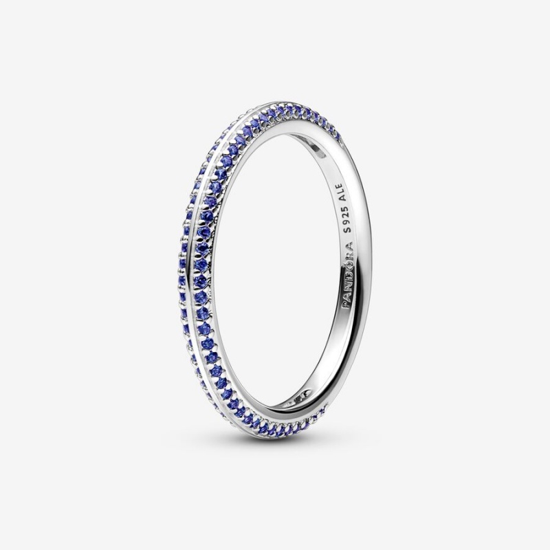 Pandora ME Blue Pavé Band Silber | DKBAXGR-41