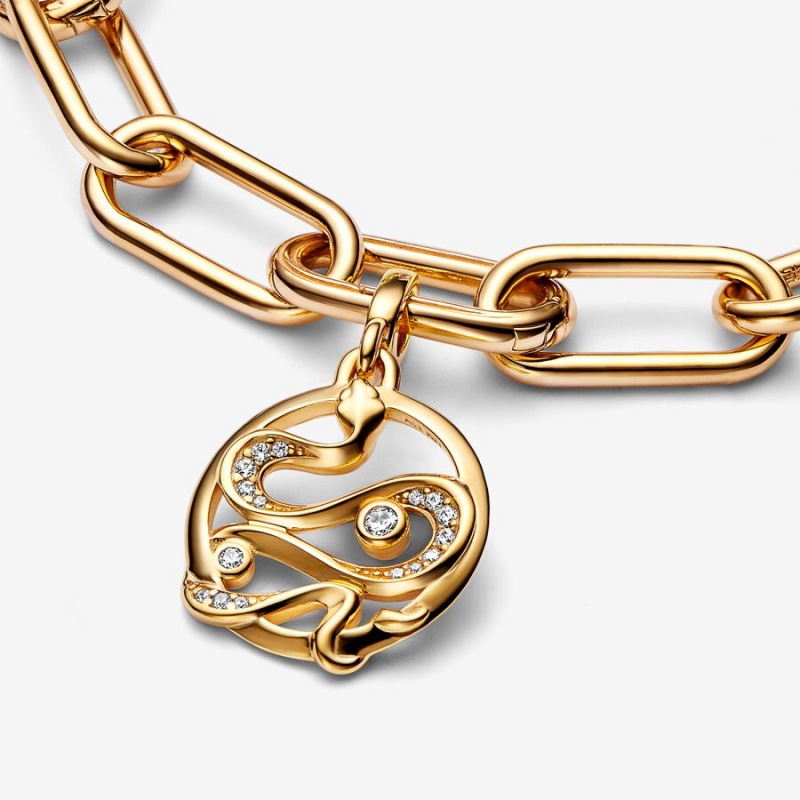 Pandora ME Pavé Snake Medallion Anhänger Gold | FSGUCBX-05