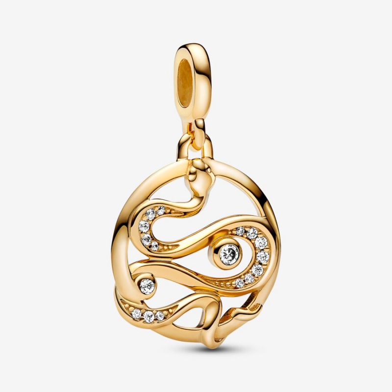 Pandora ME Pavé Snake Medallion Anhänger Gold | FSGUCBX-05