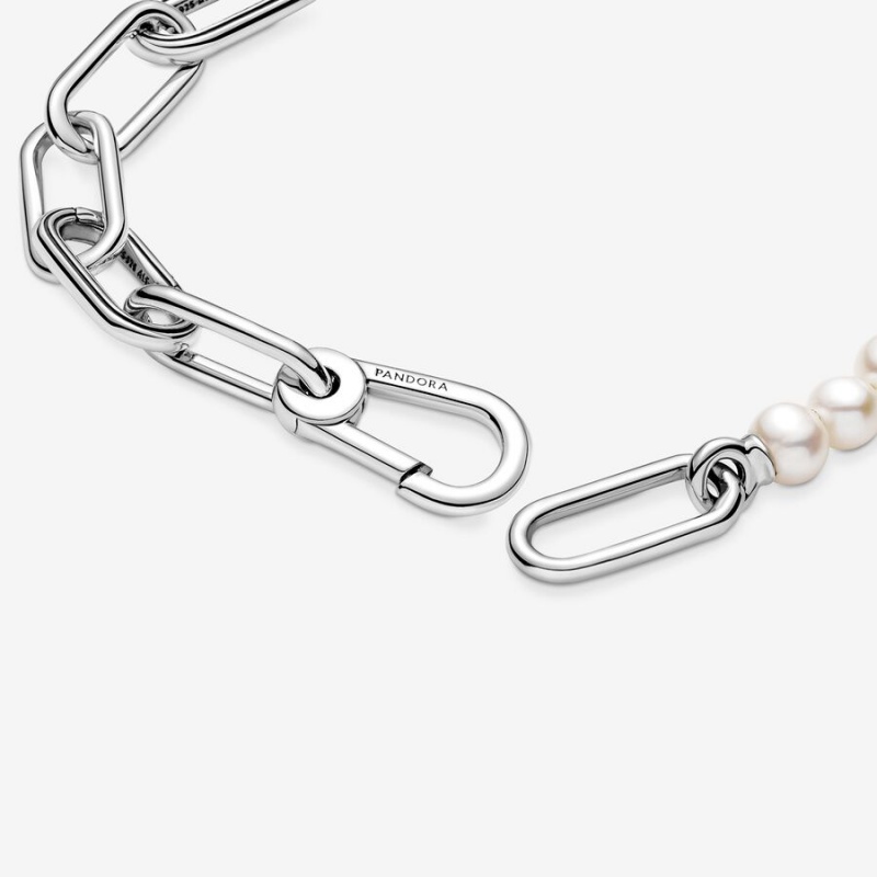 Pandora ME Treated Freshwater Cultured Pearl Verknüpfung Silber | OSCXFYG-03