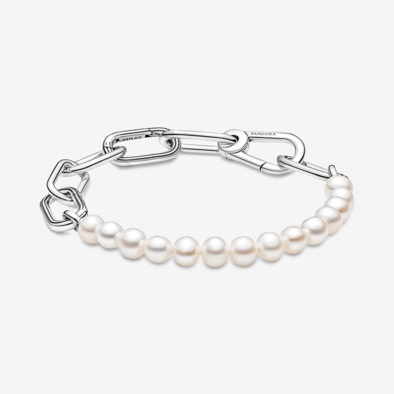 Pandora ME Treated Freshwater Cultured Pearl Verknüpfung Silber | OSCXFYG-03