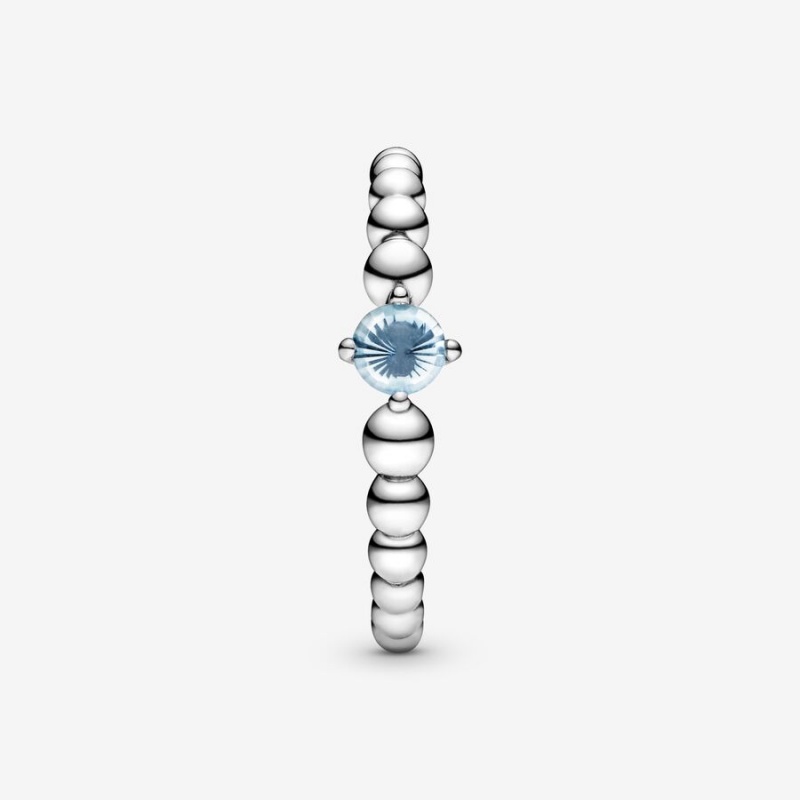 Pandora March Aqua Blue Beaded Geburtsstein Silber | NQUTDLB-90