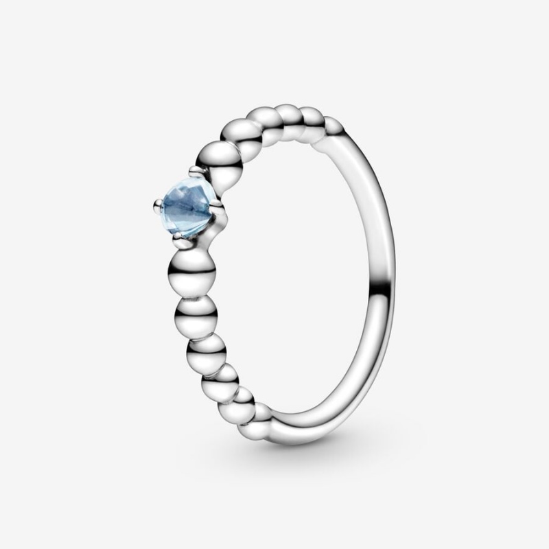 Pandora March Aqua Blue Beaded Geburtsstein Silber | NQUTDLB-90