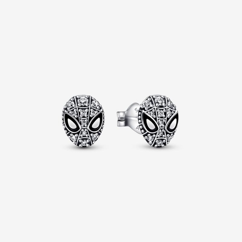 Pandora Marvel Spider-Man Mask Pavés Ohrstecker Silber | GOVXYSA-40