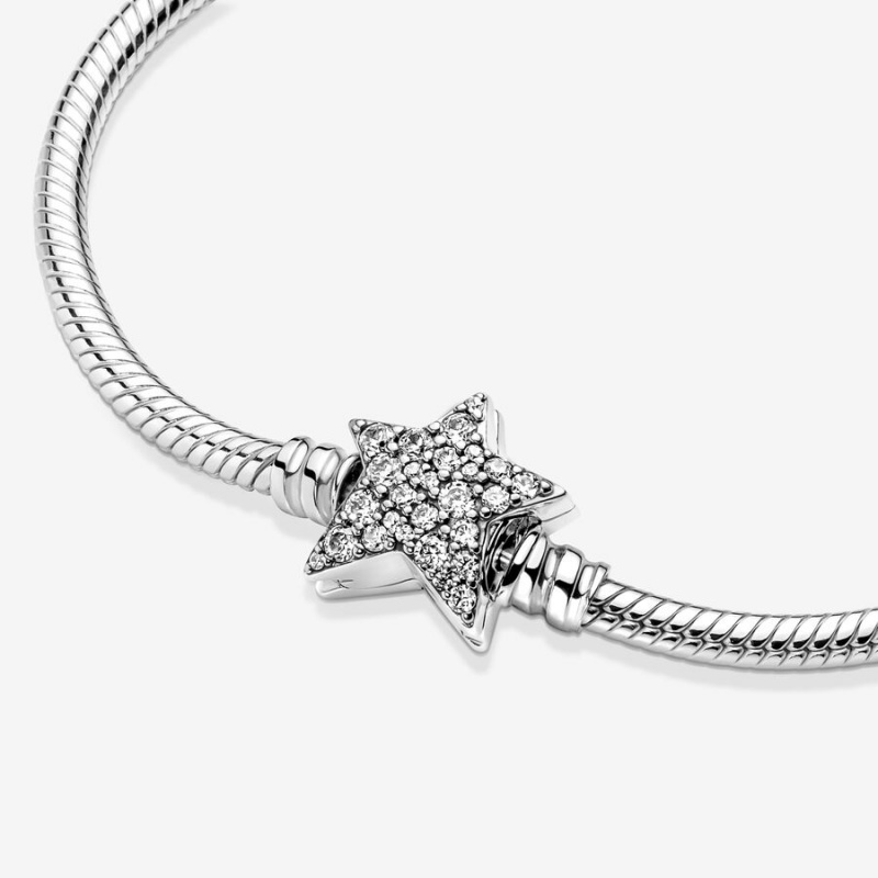 Pandora Moments Asymmetric Star Clasp Snake Charm Silber | WFJBKIA-78