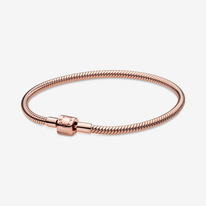 Pandora Moments Barrel Clasp Snake Kette Rosa Gold | GJSFZKA-45