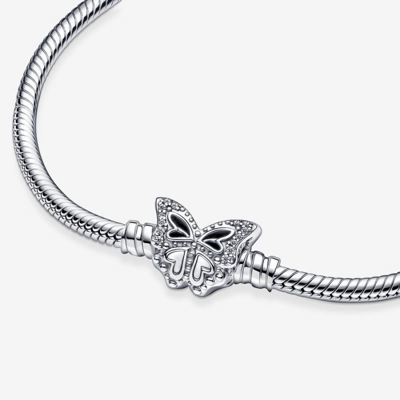 Pandora Moments Butterfly Clasp Snake Charm Silber | XUJKABC-09