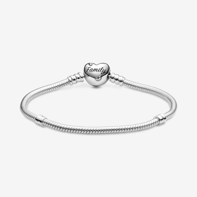 Pandora Moments Family Tree Heart Clasp Snake Charm Holders Silber | OUQXHPZ-39