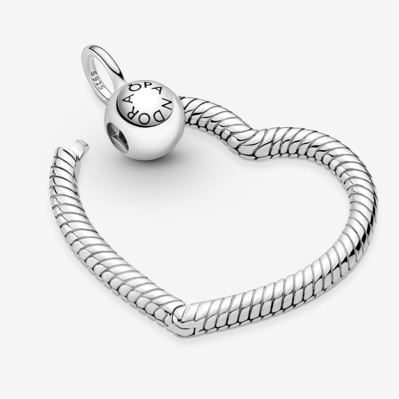 Pandora Moments Heart Charm Holders Silber | PZESXNW-18