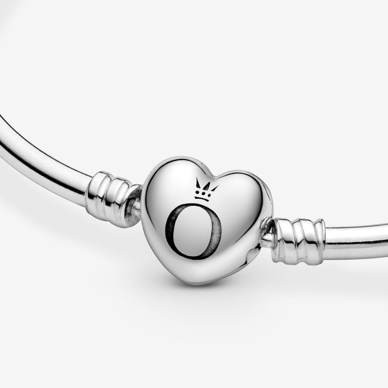 Pandora Moments Heart Clasp Bangle Charm Holders Silber | JOEHZWR-70