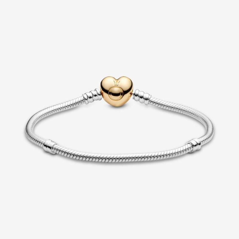 Pandora Moments Heart Clasp Snake Charm Two-tone | IPJEHWU-67