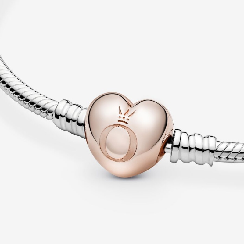 Pandora Moments Heart Clasp Snake Charm Holders Two-tone | GJYKADL-67