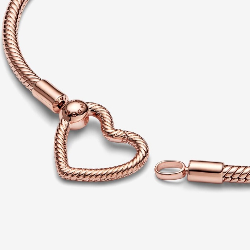 Pandora Moments Heart Closure Snake Charm Rosa Gold | VJDTLPX-35