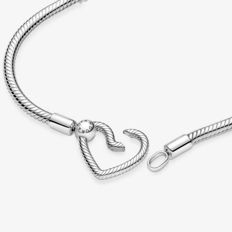 Pandora Moments Heart Closure Snake Charm Holders Silber | YIWBRKC-24