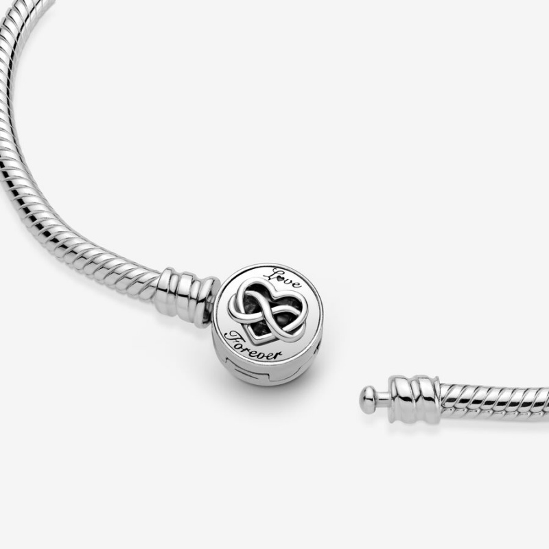 Pandora Moments Heart Infinity Clasp Snake Charm Silber | CDRQLYK-37