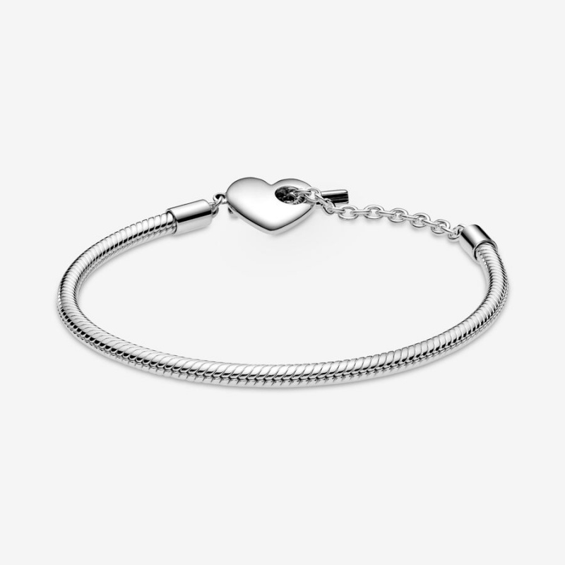 Pandora Moments Heart T-Bar Snake Charm Holders Silber | SPTIGBK-05