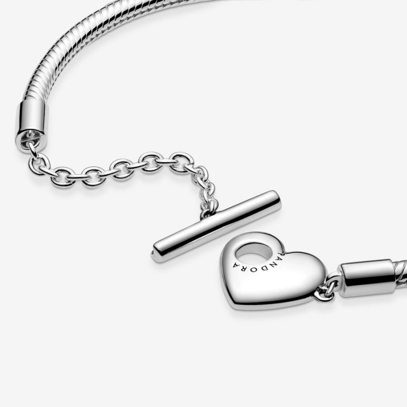 Pandora Moments Heart T-Bar Snake Charm Holders Silber | SPTIGBK-05