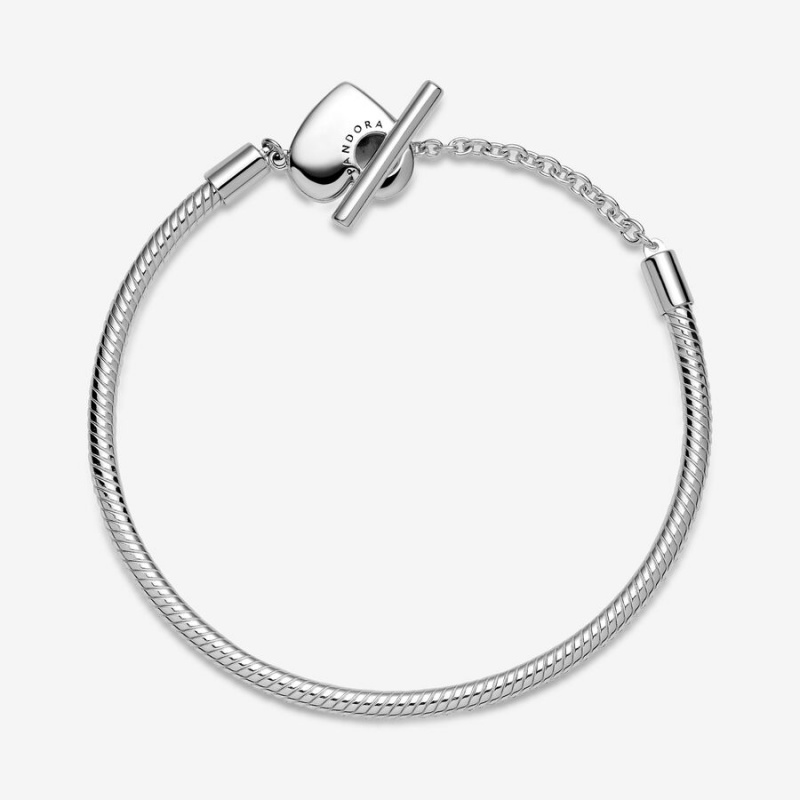 Pandora Moments Heart T-Bar Snake Charm Holders Silber | SPTIGBK-05