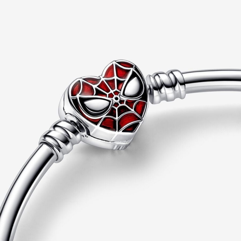 Pandora Moments Marvel Spider-Man Mask Clasp Bangle Charm Silber | CTODFYK-16