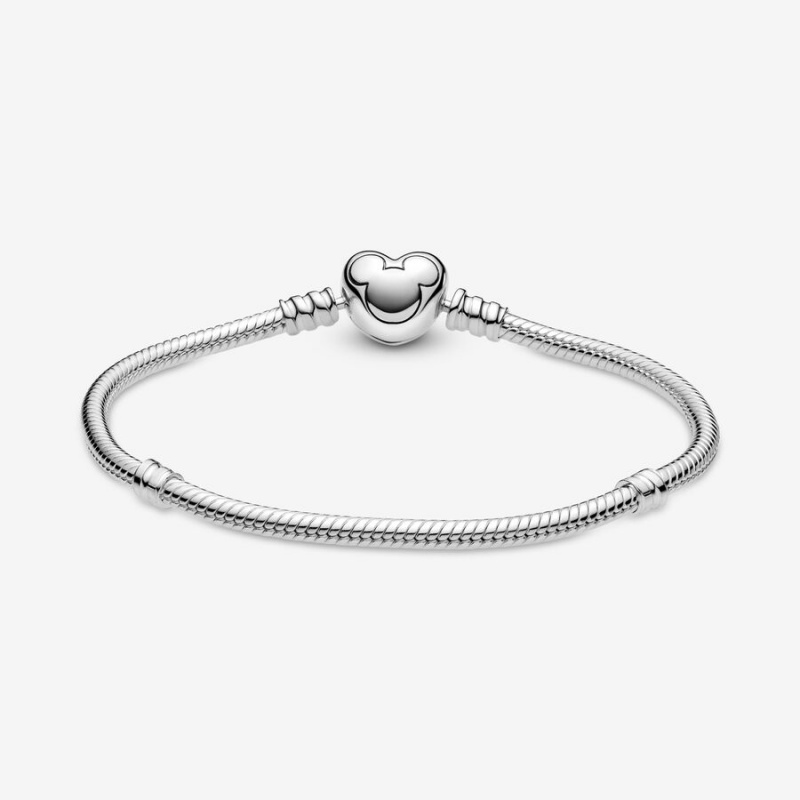 Pandora Moments Mickey Mouse Heart Clasp Snake Kette Silber | QNGOTUI-74