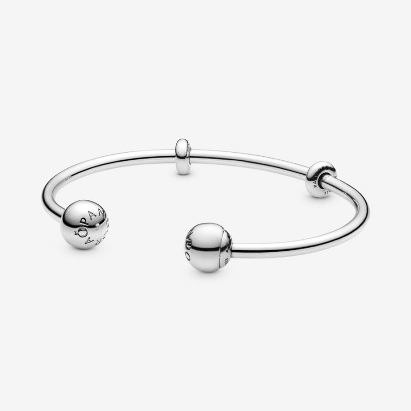 Pandora Moments Open Bangle Charm Holders Silber | TUCGMOZ-60