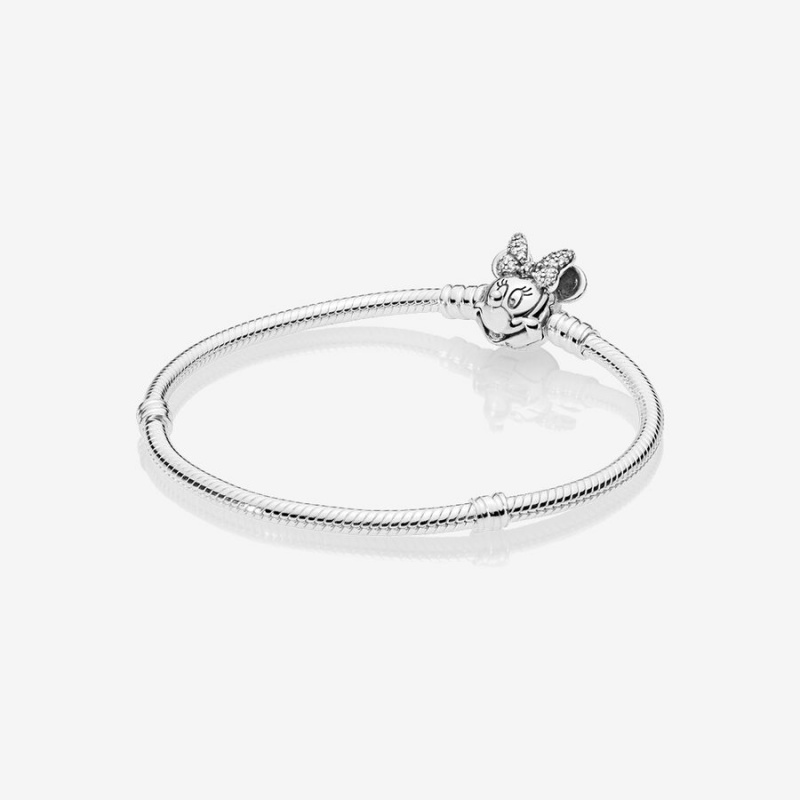 Pandora Moments Pavé Minnie Mouse Clasp Snake Charm Holders Silber | TGDHIVW-62