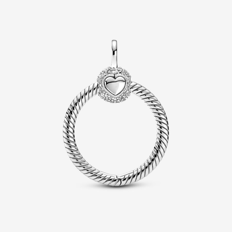 Pandora Moments Small Pavé O Charm Holders Silber | IWFTUSO-42