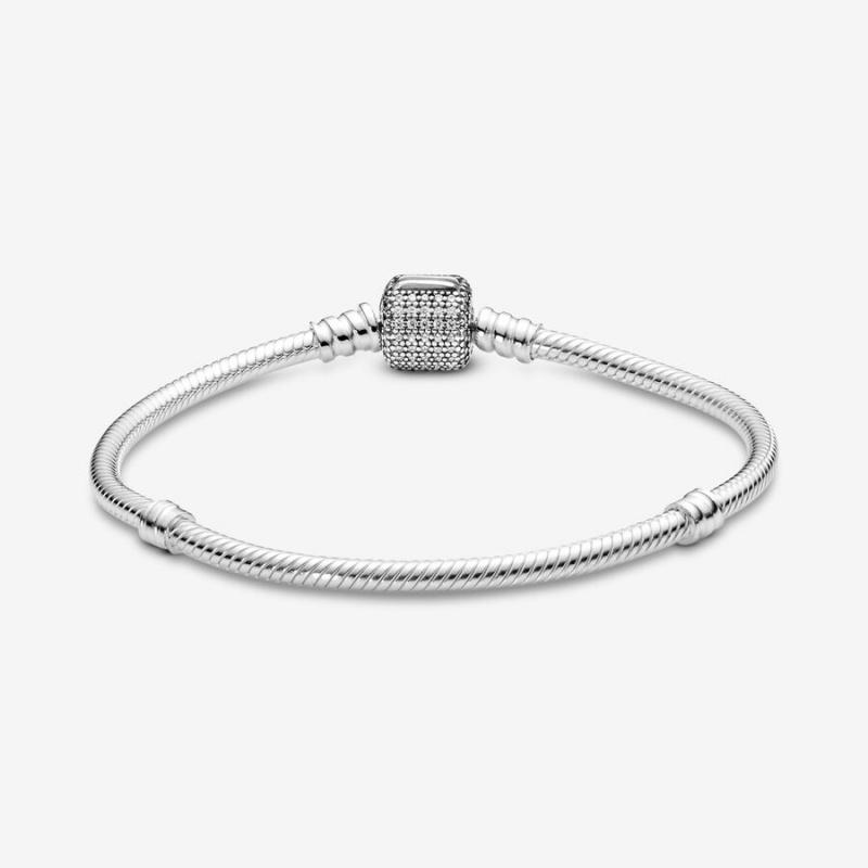 Pandora Moments Sparkling Pavé Clasp Snake Charm Silber | RJQVFIX-28