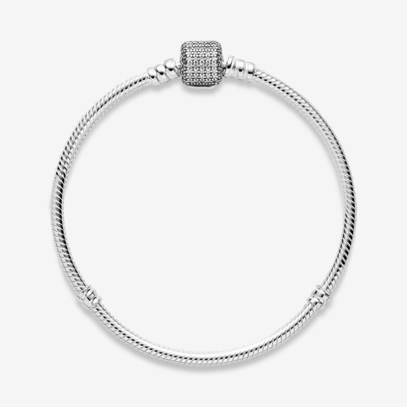 Pandora Moments Sparkling Pavé Clasp Snake Charm Silber | RJQVFIX-28