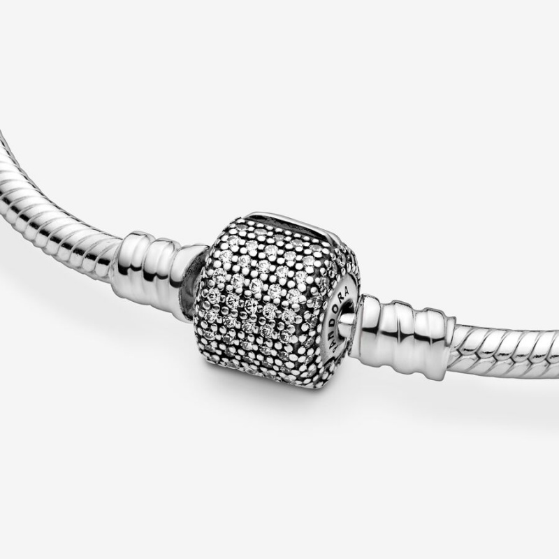 Pandora Moments Sparkling Pavé Clasp Snake Charm Silber | RJQVFIX-28