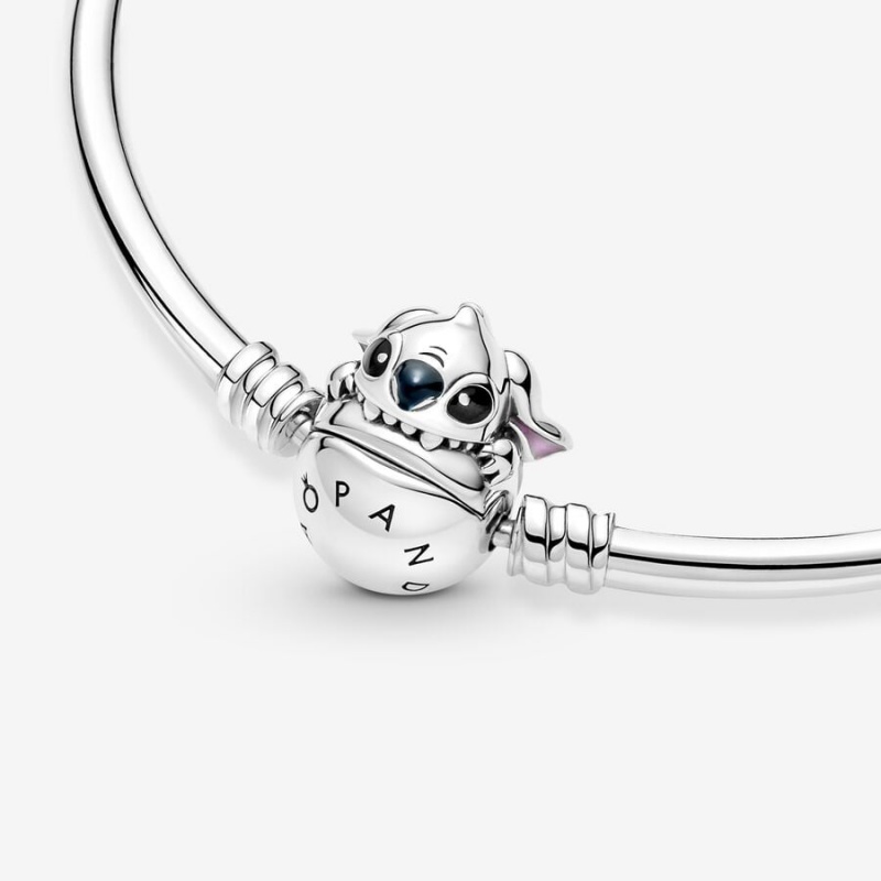 Pandora Moments Stitch Biting Clasp Bangle Charm Holders Silber | BPCATKX-60