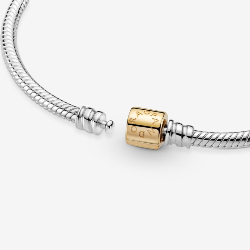 Pandora Moments Two-tone Barrel Clasp Snake Kette Two-tone | OKHTAWV-41