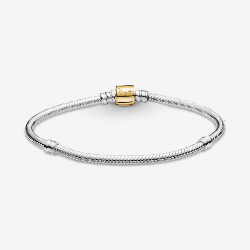 Pandora Moments Two-tone Barrel Clasp Snake Kette Two-tone | OKHTAWV-41