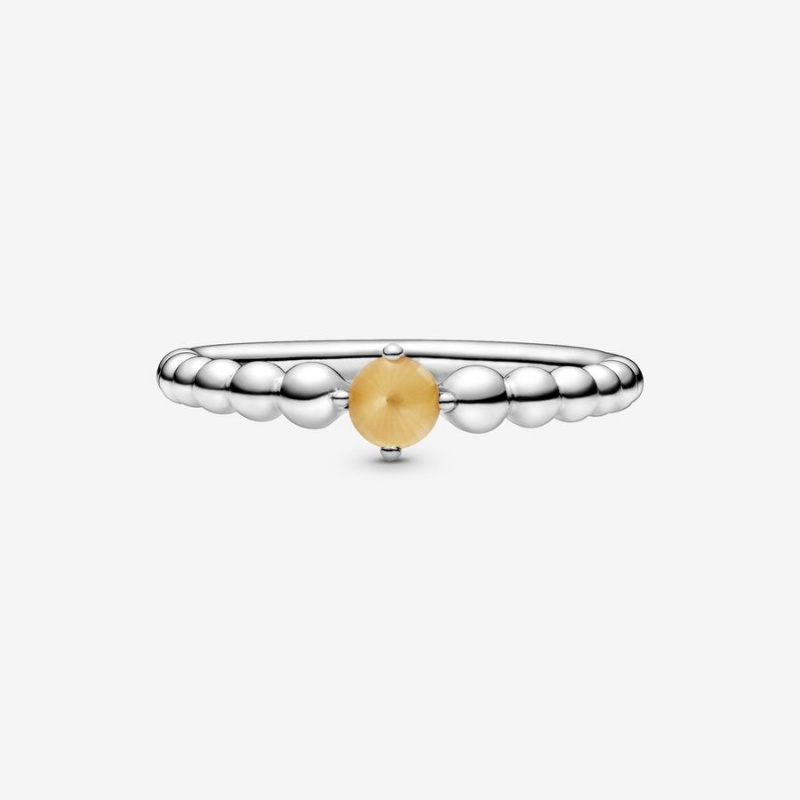 Pandora November Honey Beaded Geburtsstein Silber | QBOZVMT-01