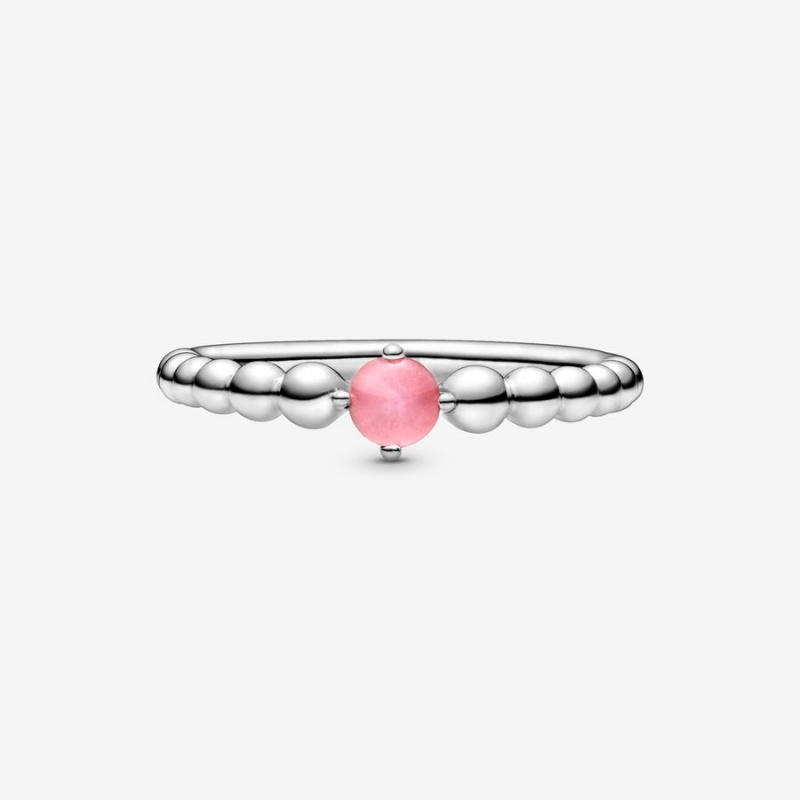 Pandora October Petal Pink Beaded Geburtsstein Silber | WJPNHQL-78