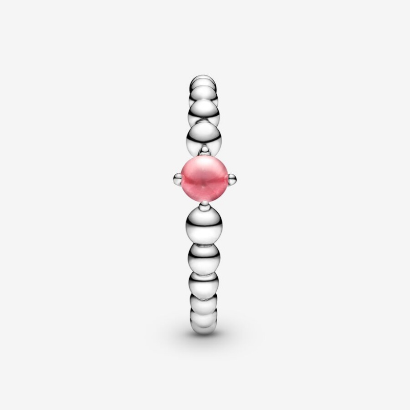 Pandora October Petal Pink Beaded Geburtsstein Silber | WJPNHQL-78