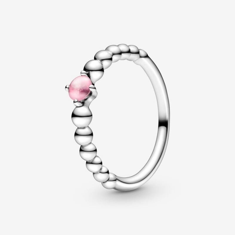 Pandora October Petal Pink Beaded Geburtsstein Silber | WJPNHQL-78