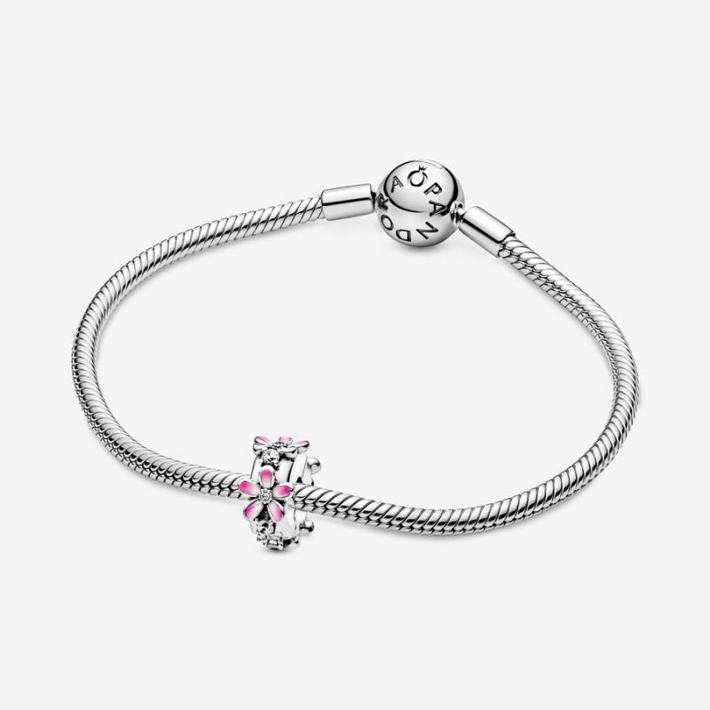 Pandora Pink Daisy Flower Clip Klammern Silber | WIFPKJS-85