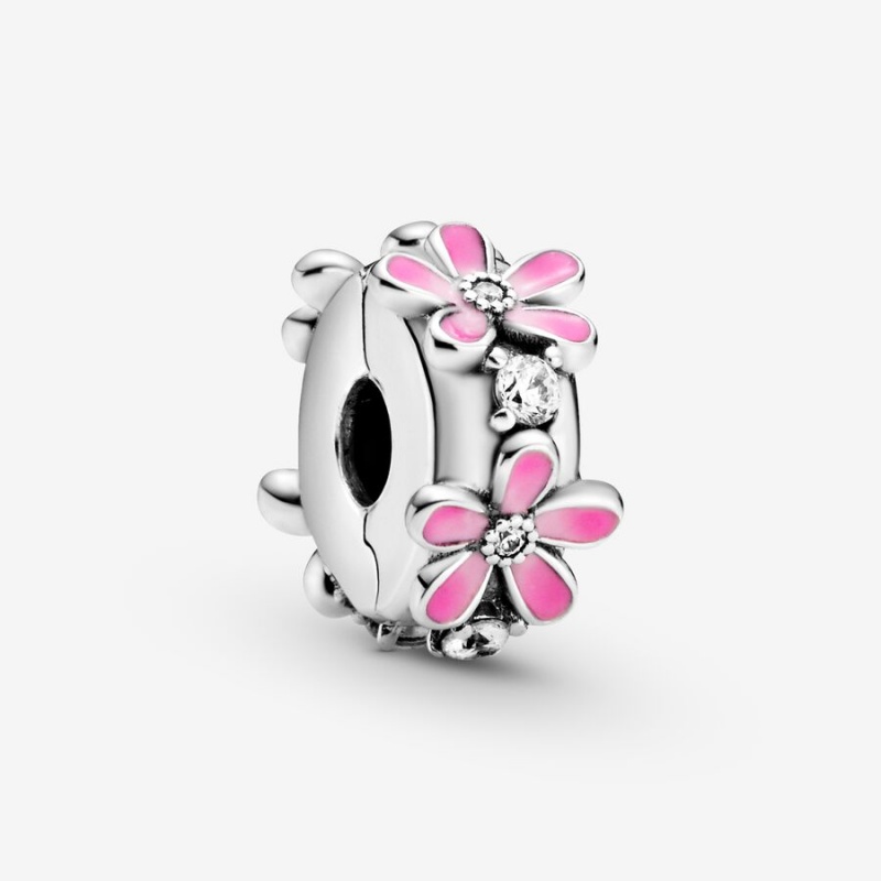 Pandora Pink Daisy Flower Clip Klammern Silber | WIFPKJS-85