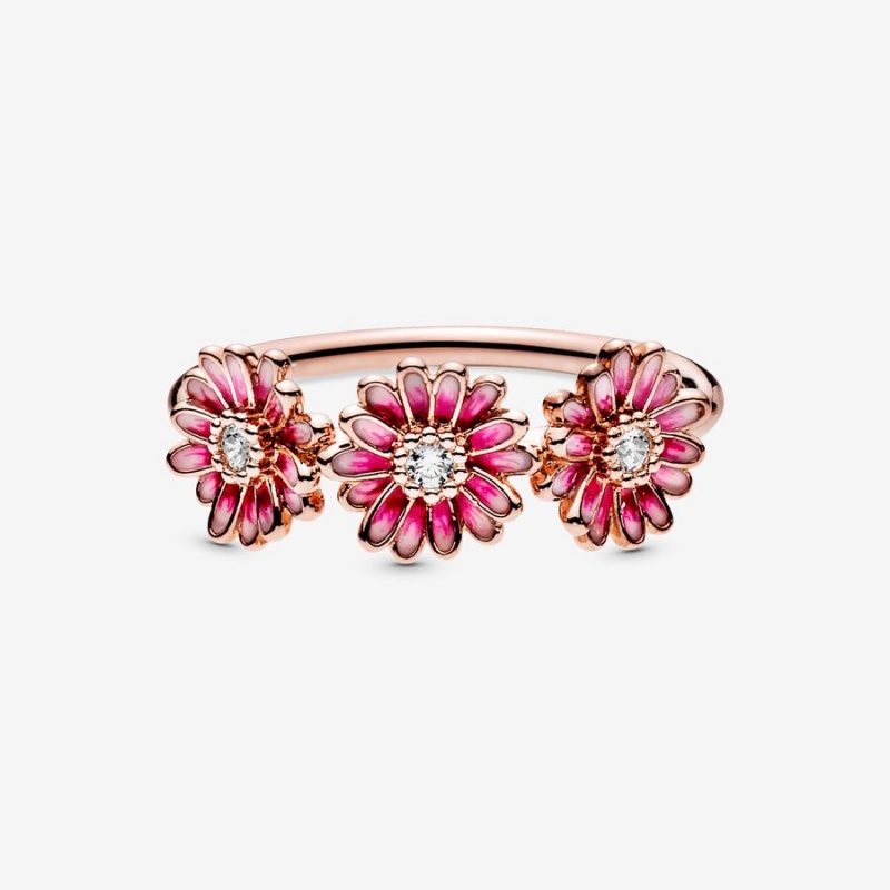 Pandora Pink Daisy Flower Trio Aussage Rosa Gold | YEX-038251