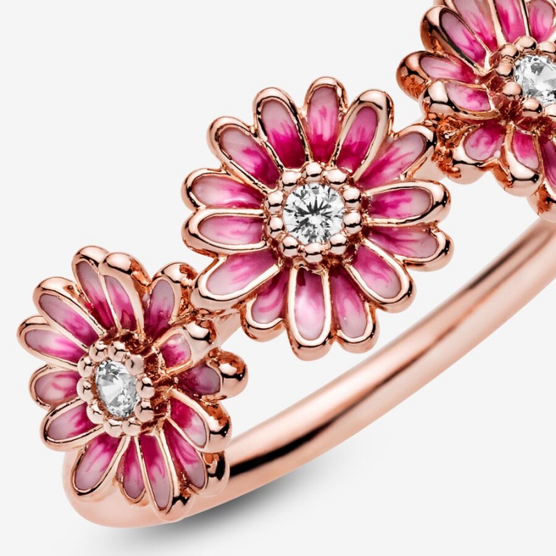 Pandora Pink Daisy Flower Trio Aussage Rosa Gold | YEX-038251