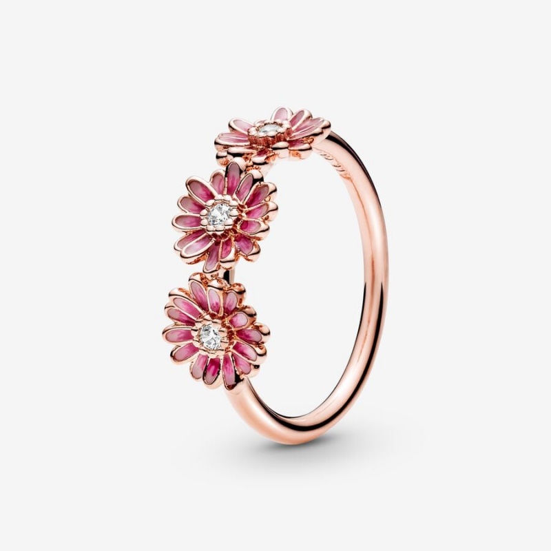 Pandora Pink Daisy Flower Trio Aussage Rosa Gold | YEX-038251