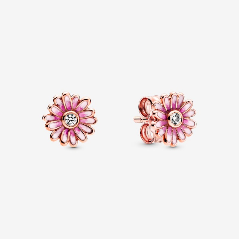 Pandora Pink Daisy Flowers Ohrstecker Rosa Gold | WFLSEIG-69