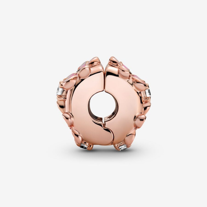 Pandora Pink Daisy Spacer Clip Klammern Rosa Gold | BCVAZQH-61