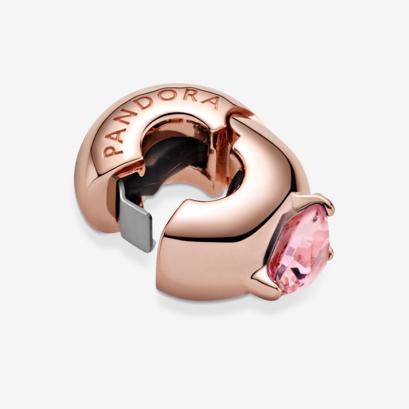 Pandora Pink Heart Solitaire Clip Klammern Rosa Gold | VRDTIMO-58