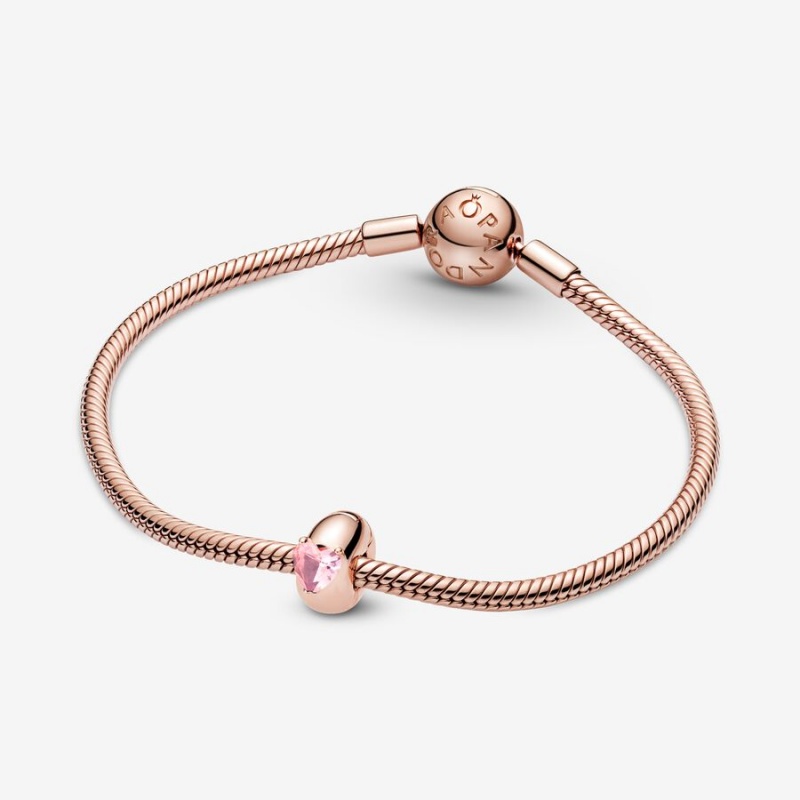 Pandora Pink Heart Solitaire Clip Klammern Rosa Gold | VRDTIMO-58