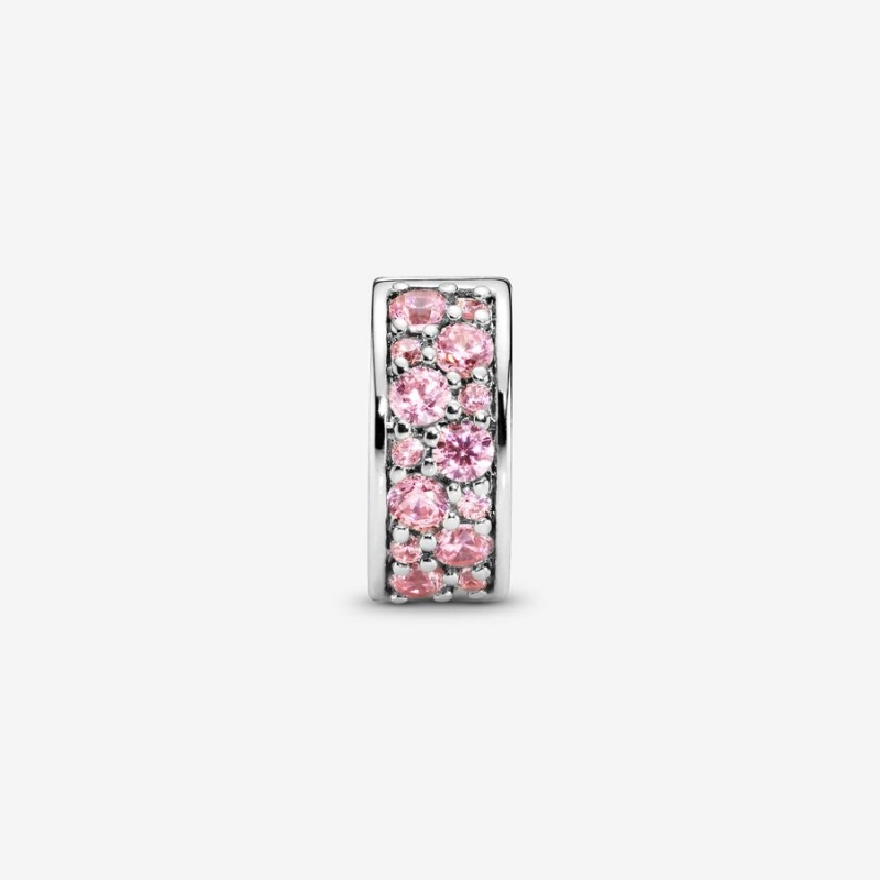 Pandora Pink Pavé Clip Klammern Silber | WAYOMIH-78