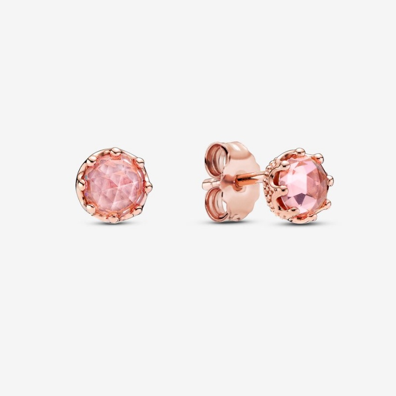 Pandora Pink Sparkling Crowns Ohrstecker Rosa Gold | QLXUPOW-21