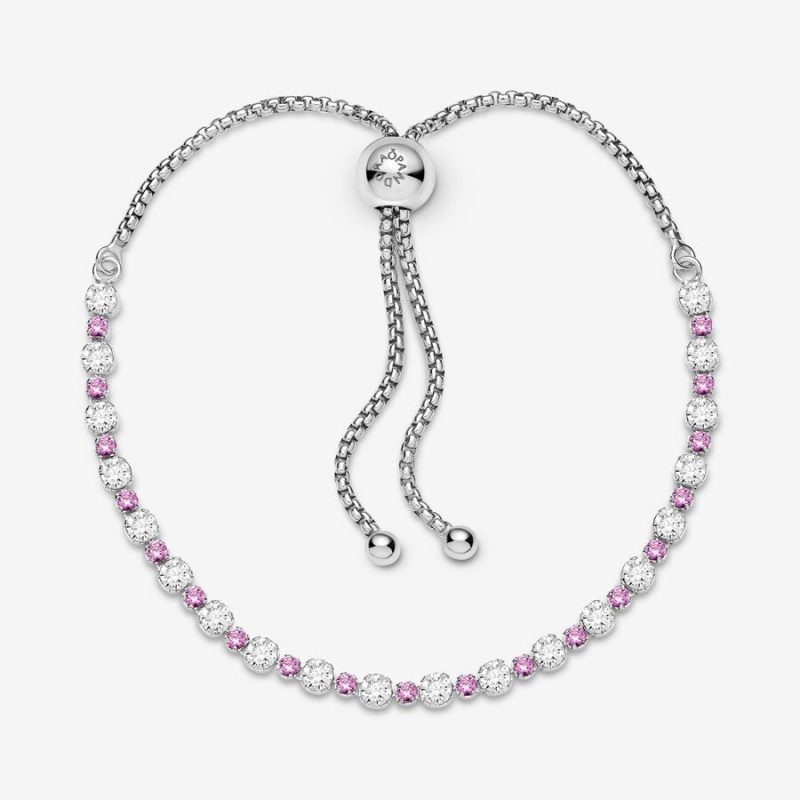 Pandora Pink & Clear Sparkle Slider Gleiten Silber | NMZWXTQ-86